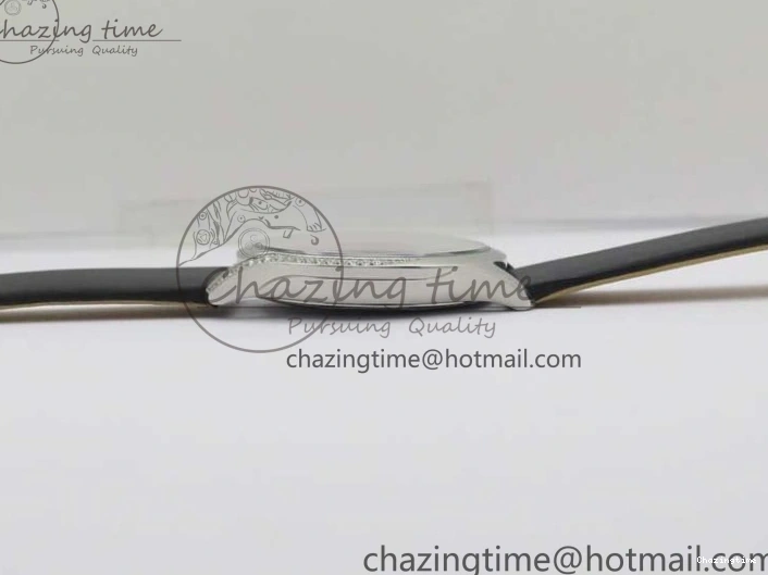 0420 StreetReady Ladies’ De Ville Trésor Diamond SS 3AF 1:1 Best Edition White MOP Dial RG Markers On Black Fabric strap Swiss Quartz 7884